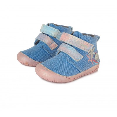 D. D. step barefoot dievčenská detská plátená obuv blue 070-186